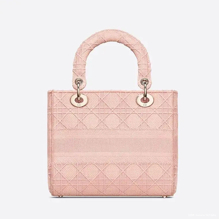Cheap Canvas Lady Cannage Motif D-lite Medium Bag Pink 0626 Luxury